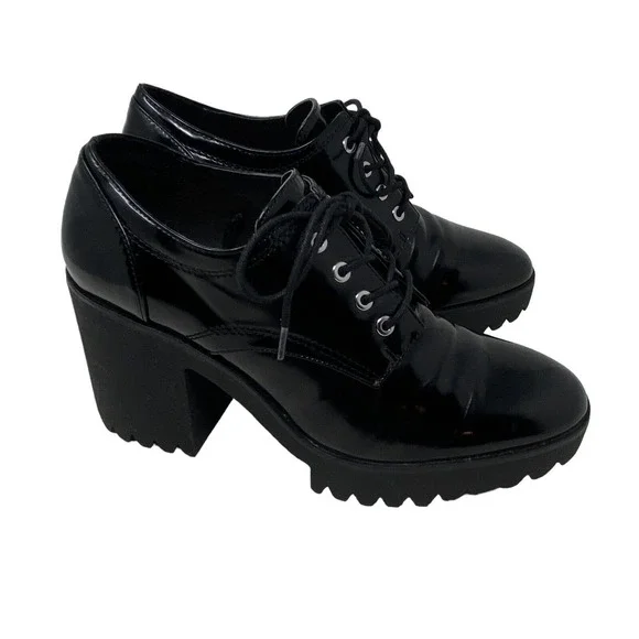 Zara | Shoes | Zara Black Faux Leather Lace Up Chunky  display picture 3